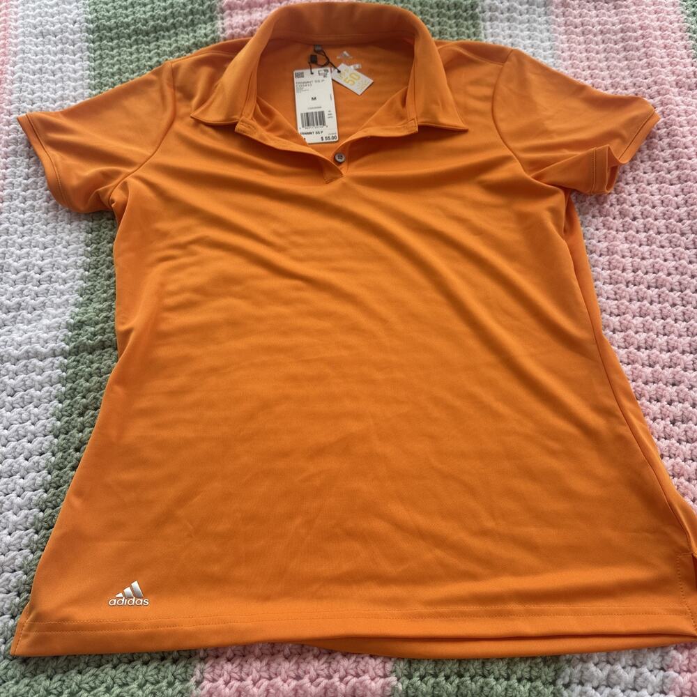 Adidas Golf Shirt Men’s Medium 50 SPF Orange Light Weight NWT